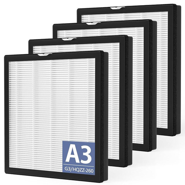4 Pack G3 Air Purifier Repalcement Filter Compatible with AMEIFU G3 Sferf-30 (FXAP2W), for VEWIOR A3, For Tailulu HQZZ-260 Air Purfier, 3-in-1 True HEPA Air Cleaner Filter