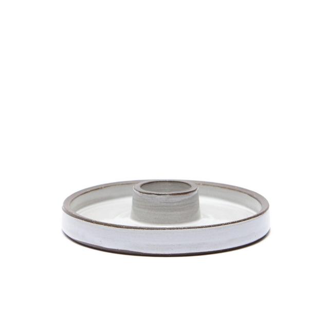 Stripe Collection Candle Holder - White