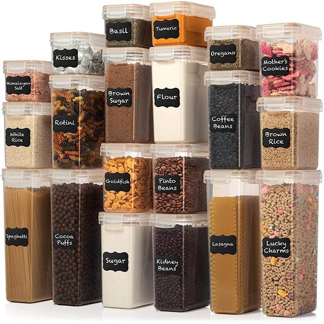 LARGE SET Airtight Food Storage Container Set - 20 PC - Kitchen & Pantry Organization - BPA-Free - Plastic Canisters with Durable Lids Ideal for Cereal, Flour & Sugar - Labels, Marker
