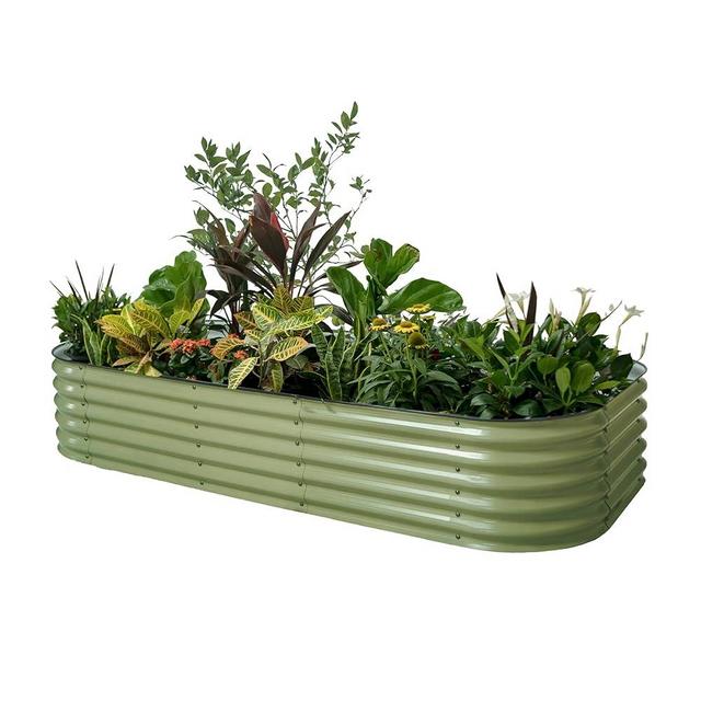 Vego garden Raised Garden Bed Kit, 17" Tall 10 in 1 Modular Metal Raised Garden Beds Kit, Metal Planter Box for Vegetables, Flowers, Herbs, Olive Green