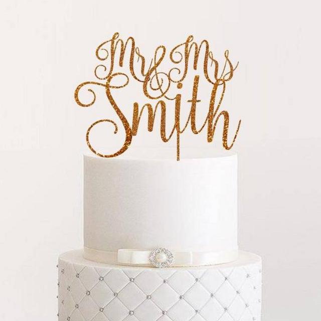 Personalized Cake Topper, Staley, Gold Glitter