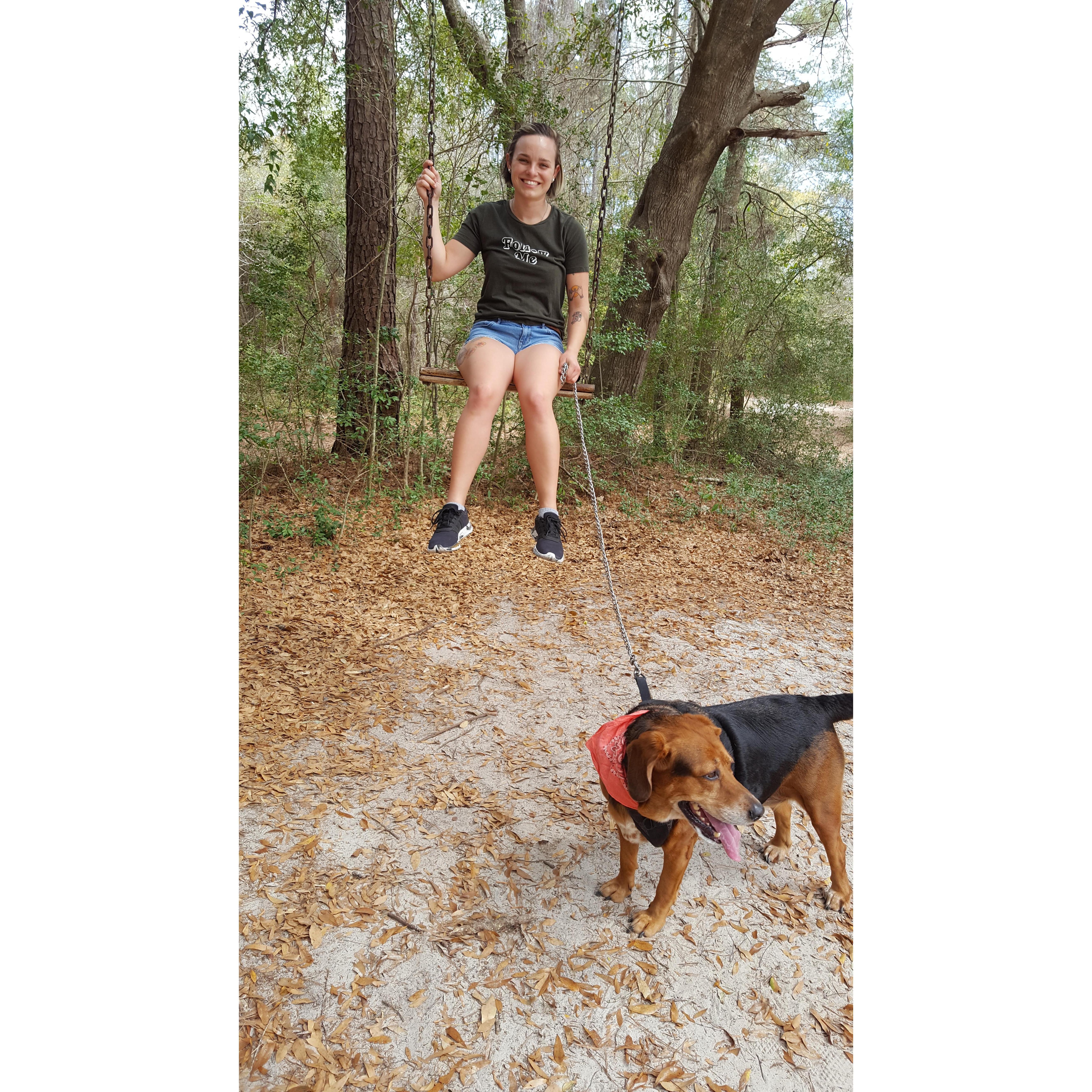 This was taken at one of our favorite walking trails at Poplar Grove Plantation in Hampstead, NC. We would frequently bring the pups here when we lived in Surf City.
