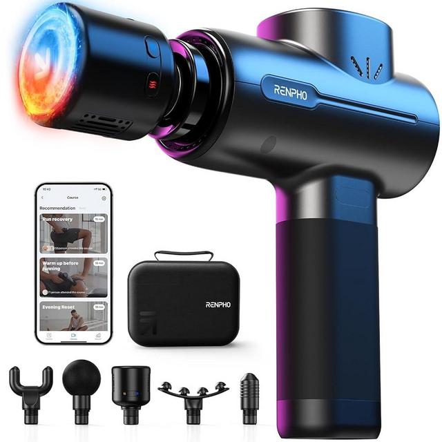 RENPHO Massage Gun with Heat and Cold, FSA and HSA Eligible Percussion Muscle Deep Tissue Massage Gun Portable with Bluetooth, Electric Handheld Massager Gun, Gifts for Men Women, Active+ Thermacool
