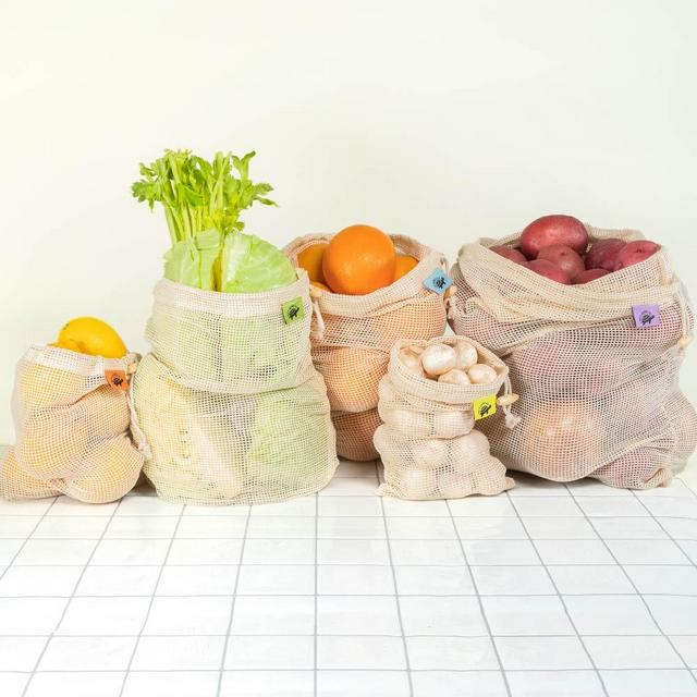 Cotton Mesh Reusable Produce Bags - 10 Pack