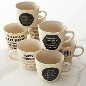 Bloomingville Weekday Quote Mugs - Set of 7