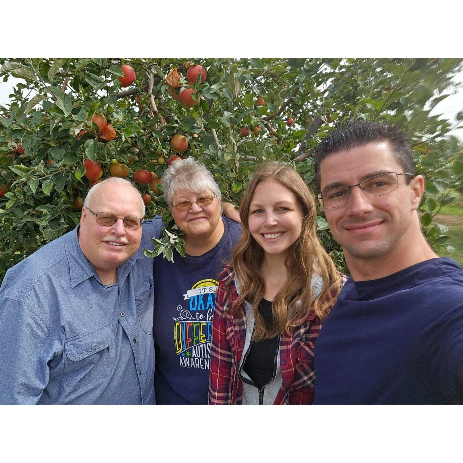 At the apple orchard with my mom and dad.