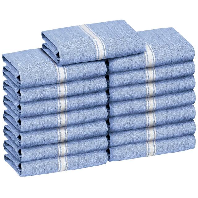 Zeppoli Classic Kitchen Towels 15-Pack - 100% Natural Cotton Kitchen Dish Towels-Reusable Cleaning Cloths - Blue Dish Towels for Kitchen - Super Absorbent - Machine Washable Hand Towels - 14” x 25”