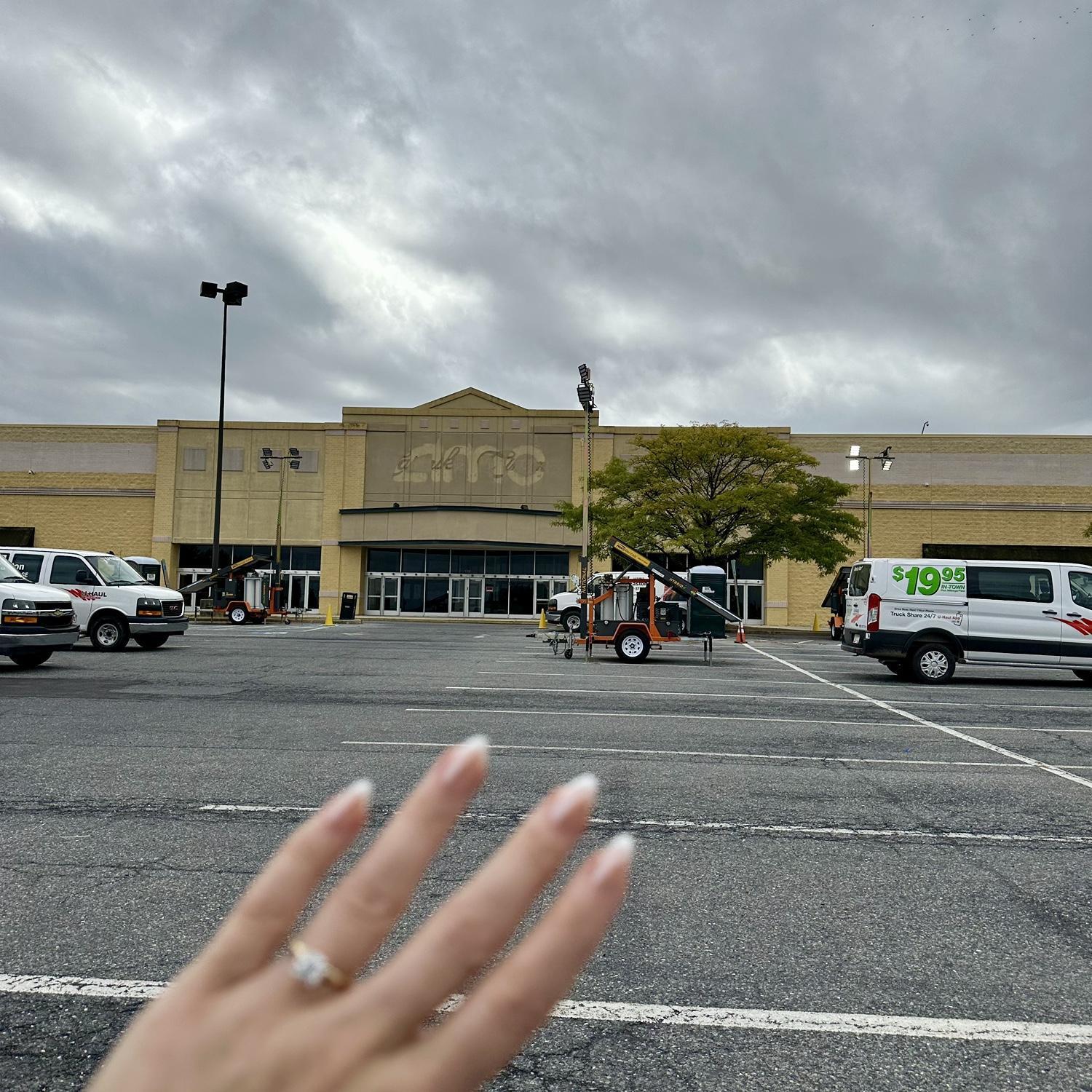 We’re engaged! The old Carmike Theatre in Allentown looks different these days, but it will always be special—it’s where our lives together began.