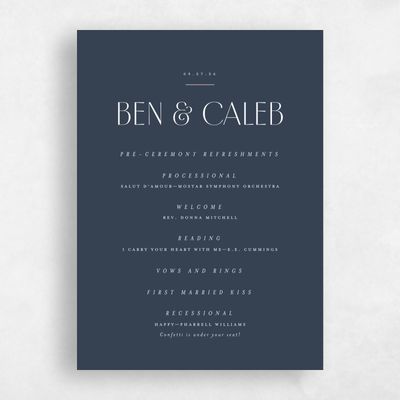 Grayed Navy, Blue Wedding Program - Mendoza