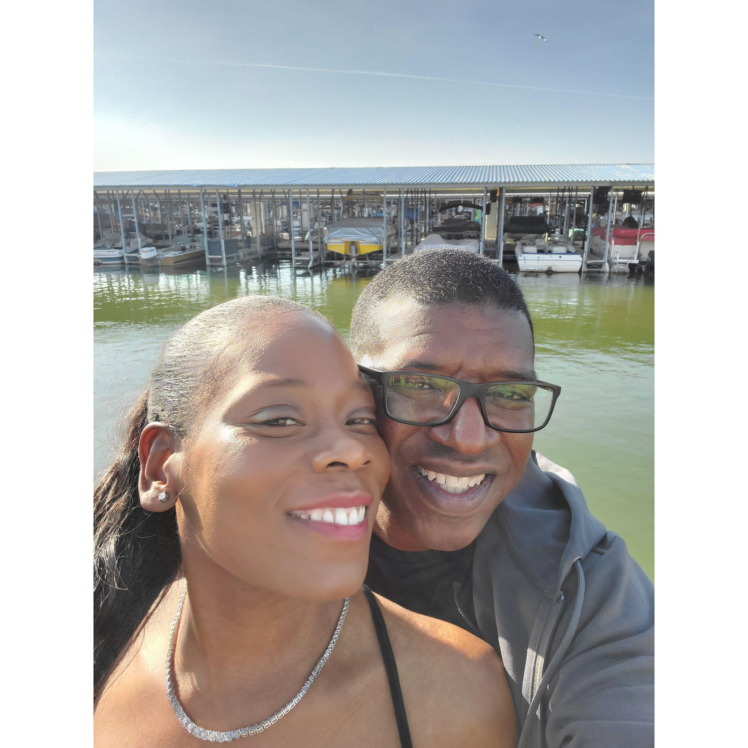 One of our many dates, but this one was on the lake!