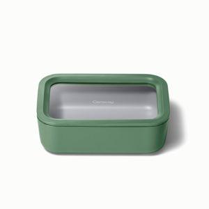 Non-Stick Ceramic-Coated Medium Glass Container | Food Storage Container | Sage