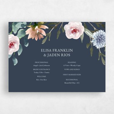 Navy Blue Wedding Program - Windsong
