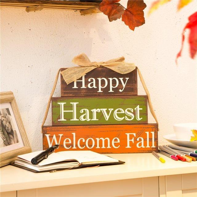 Harvest Words Block Handcrafted Wooden