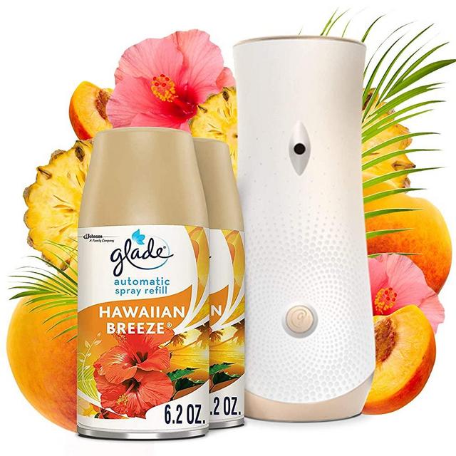 Glade Automatic Spray Refill and Holder Kit, Air Freshener for Home and Bathroom, Hawaiian Breeze, 6.2 Oz, 2 Count