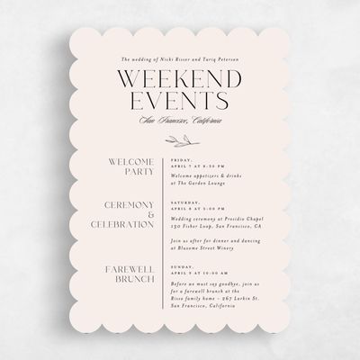 Beige Scalloped Wedding Invitation - Finch Classic
