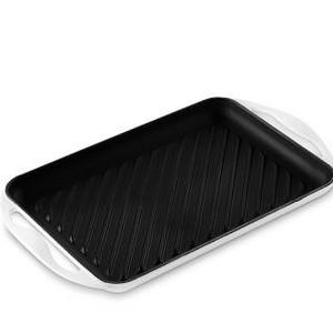 Le Creuset Cast-Iron Rectangular Skinny Grill, Matte White