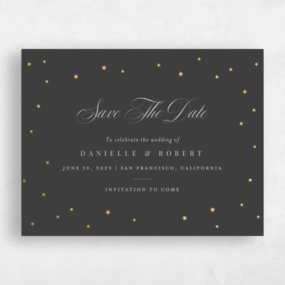 Grey Wedding Save the Date - Emery Landscape Foil