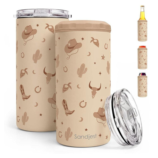Cowgirl Can Cooler 12oz - Travel Mug Cups - Stainless Steel Insulated for Women Mom Lover Girfriend - Tumbler Cans Koozie, Gift for Christmas, Birthday