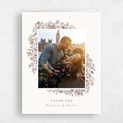 Taupe, Brown Wedding Thank You - Sogno Photo