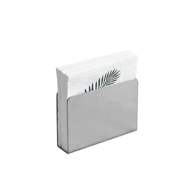 IMEEA Modern Rectangle Cocktail Napkin Holder Dispenser Organizer Stainless Steel Decorative for Kitchen Countertops, Dinner Tables, Picnic Tables (Silver)