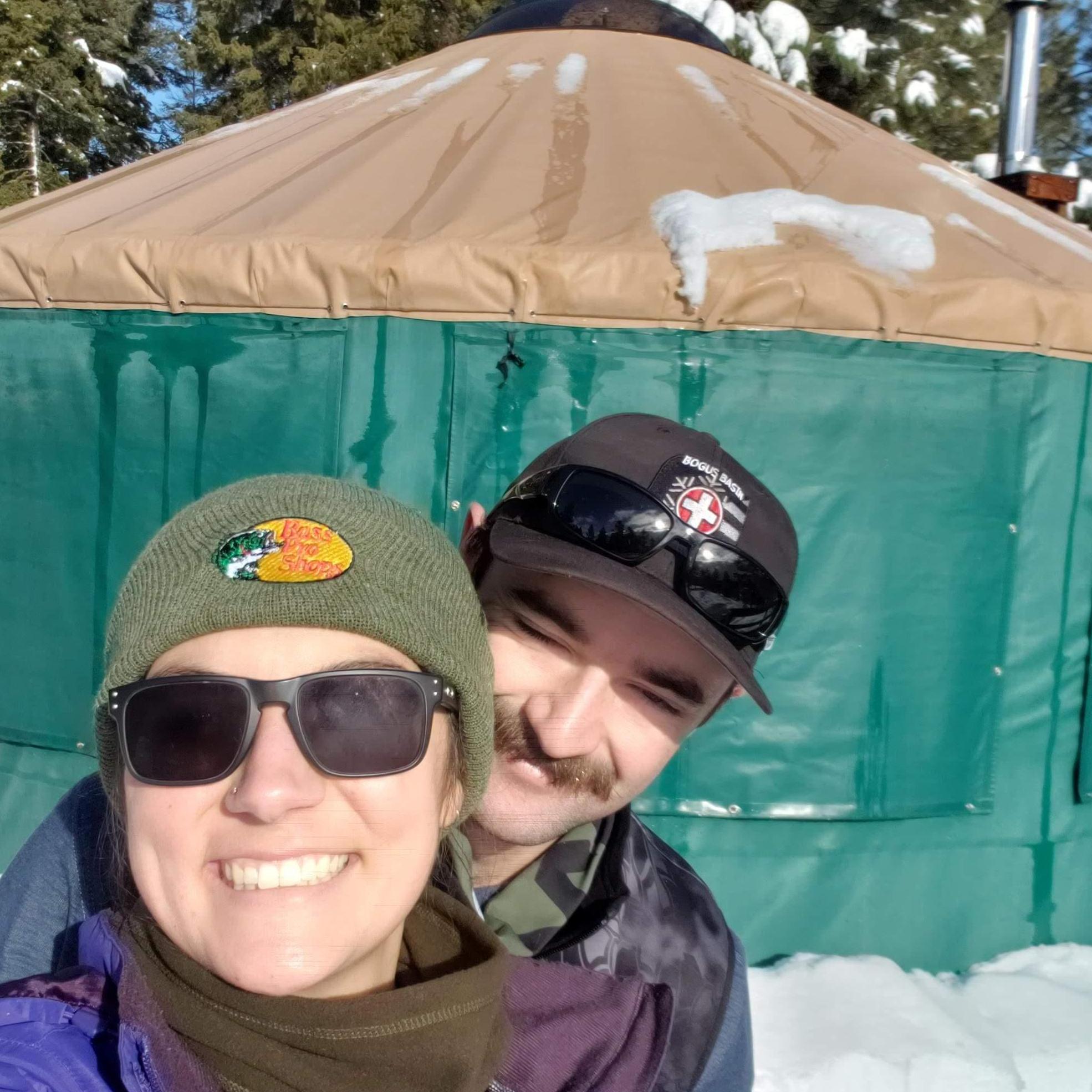 Celebrated our 2nd annivesary at the Elkhorn Yurt outside of Idaho City, January 2021. We snowshoed/backcountry skied 3.5 miles to reach it!