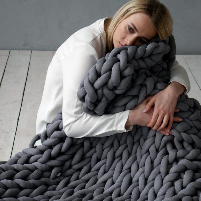 Chunky Knit Weighted Blanket: 100% Cotton Sensory Blanket