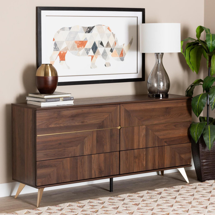 Baxton Studio, Graceland Mid-Century Modern 6-Drawer Dresser | Zola