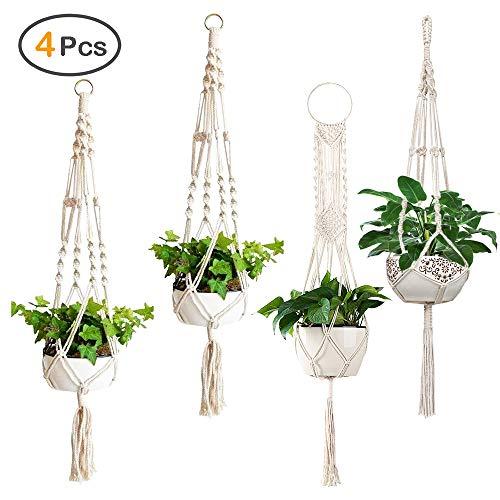 Macrame Plant Hangers, ZOUTOG Set of 4 Indoor Hanging Planter, Handmade Hanging Plant Holder - 43 Inch, 4 Legs