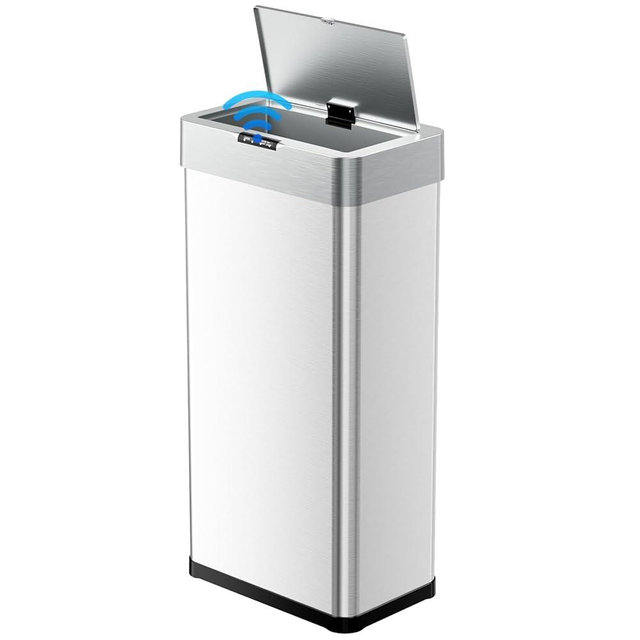 TLSUNNY 18.5 Gallon Motion Sensor Trash Can,Touchless Automatic Garbage Can,Brushed Stainless Steel Smart Bin,with Bag Holder,Soft Close Lid,for Kitchen,Office,RV,Bedroom,Living Room (Silver, 70L)