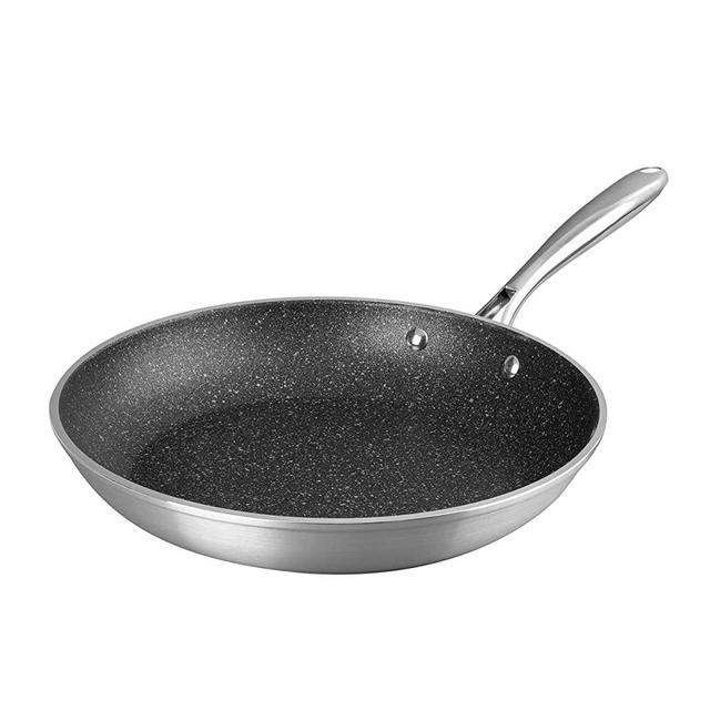 Granitestone Nonstick 12" Fry Pan-Hard Anodized Aluminum-Ultra Durable Coating with Brushed Exterior Silver-100% PFOA Free-Dishwasher & Oven Safe