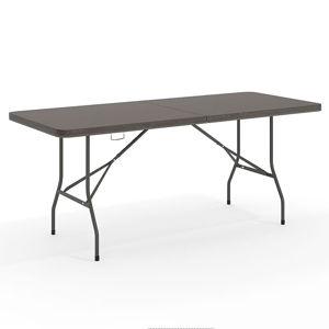 Flash Furniture 2.5-ft x 6-ft Fold-in-Half Indoor Rectangle Plastic Brown Folding banquet table 8 -Person