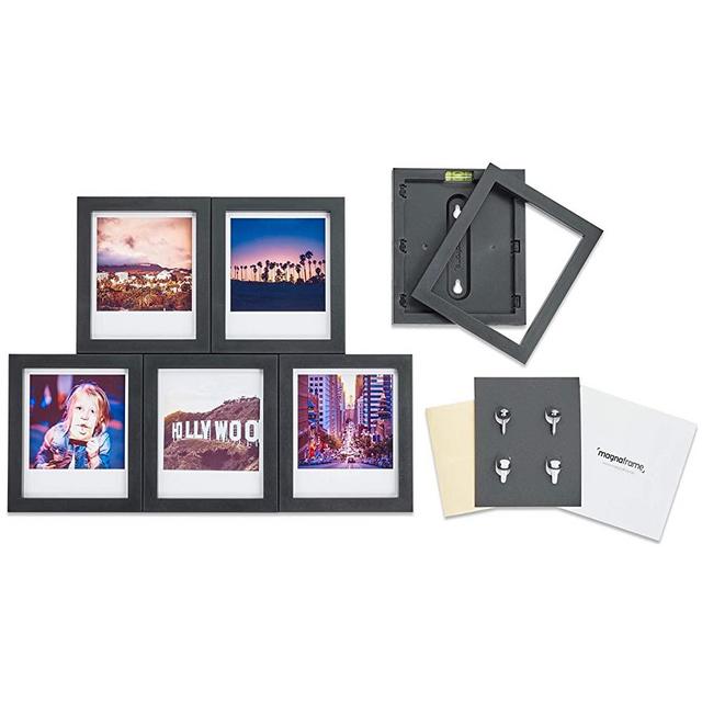 MAGNAFRAME Magnetic Picture Frame for Polaroid Mini Photos - Photo Gallery 6 Pack (Black)