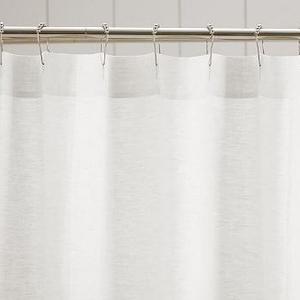 Ruffle Shower Linen Curtain, 72 x 72", White