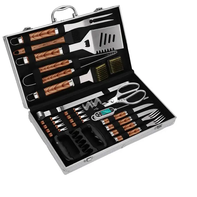 Itopfox 35pcs Deluxe Grilling Gifts Set for Birthday Fathers Day, Stainless Steel BBQ Accessories Kit for Men Dad, Professional Grill Tools Utensils