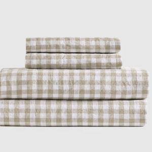 European Linen Sheet Set - Queen in Willowleaf Gingham