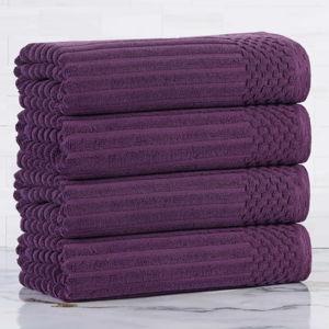Ribbed Cotton Absorbent Bath Towel Set of 4