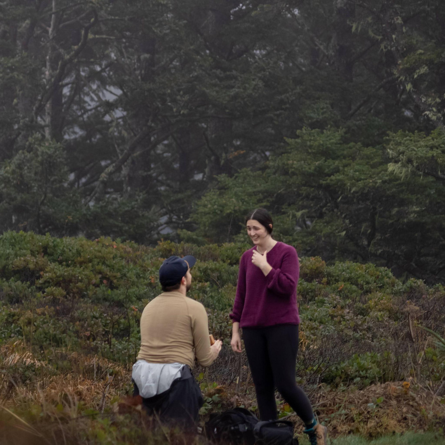 Asking the question! Travis had a speech prepared but he forgot all of it and just said "will you marry me?"