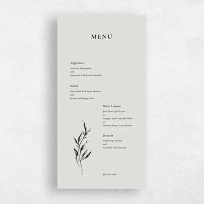 Gray, Grey Wedding Menu - Griffith