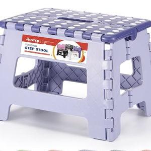 ACSTEP 9 Inch Folding Step Stool 300 LB Capacity Plastic Foldable Step Stools for Kids and Adults, Folding Stool Suitable for Kitchen, Stepping Stool with Handle Bicolor Purple Small Step Stool 1PC