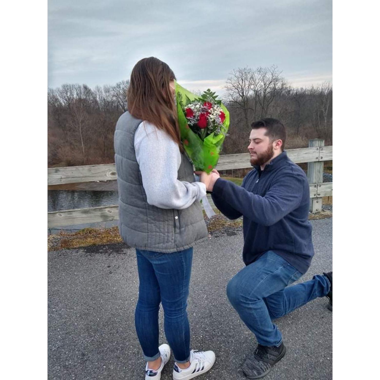 The proposal! Brandon surprised me on a sunset walk around the lake!