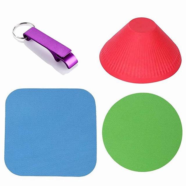 Multi-Purpose Jar Gripper Lid Opener, Non Slip Jar Grips Rubber Pads with 1 Mini Bottle Opener, Jar Opener for Weak Hands (4 Pack)