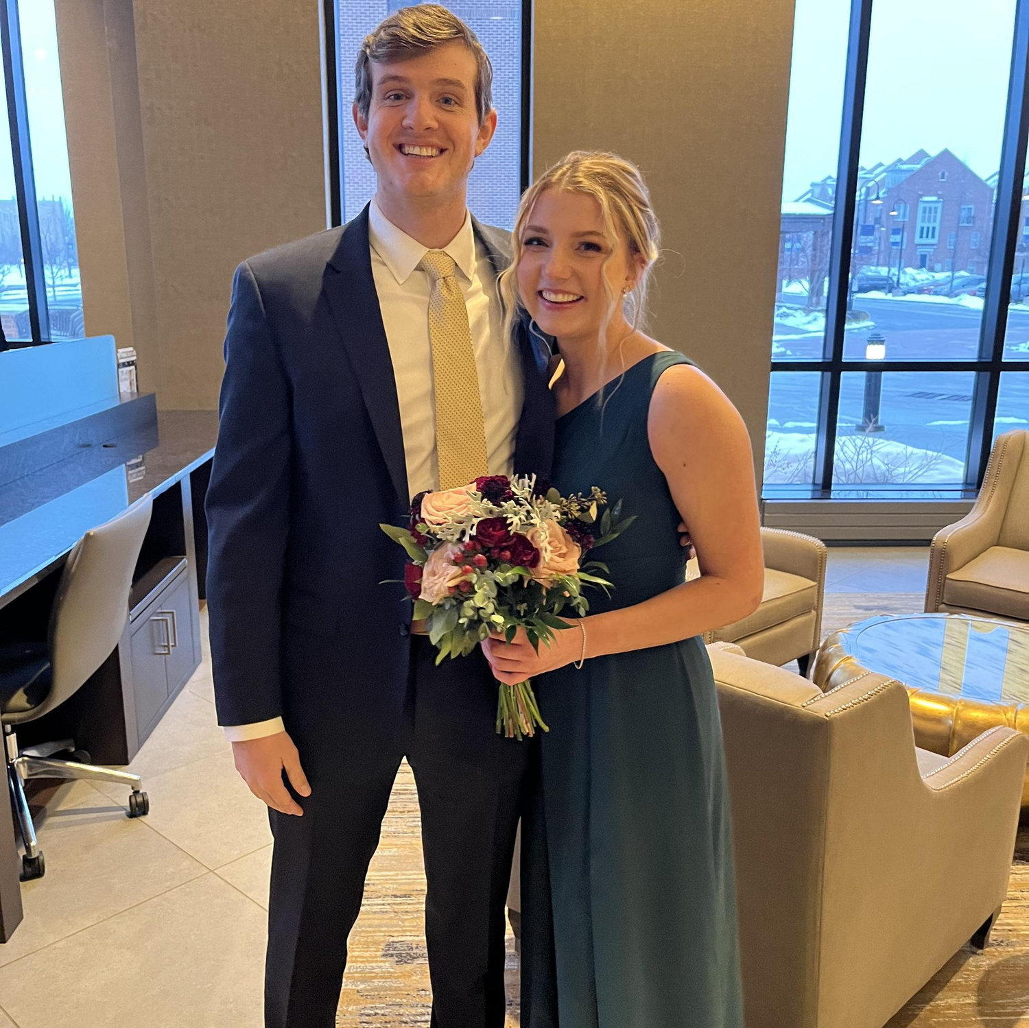 Celebrating Kelsey’s brother and sister-in-law (Tyler & Amy’s) wedding at Notre Dame in February 2022