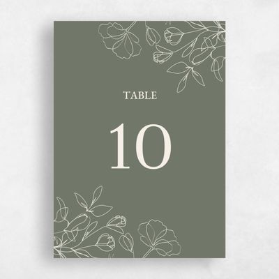 Green Wedding Table Number - Essenza