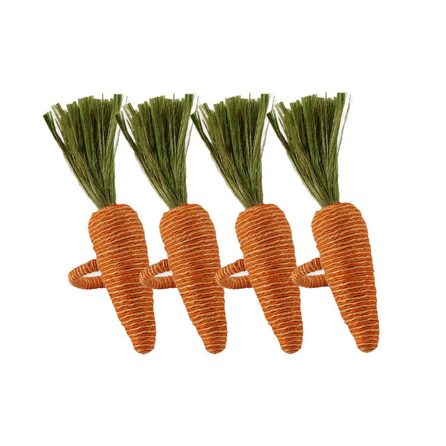 Design Imports Carrot Napkin Ring, Set of 4