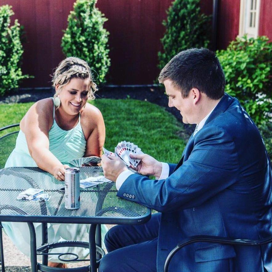 Playing some gin before Kevin and Julie's wedding