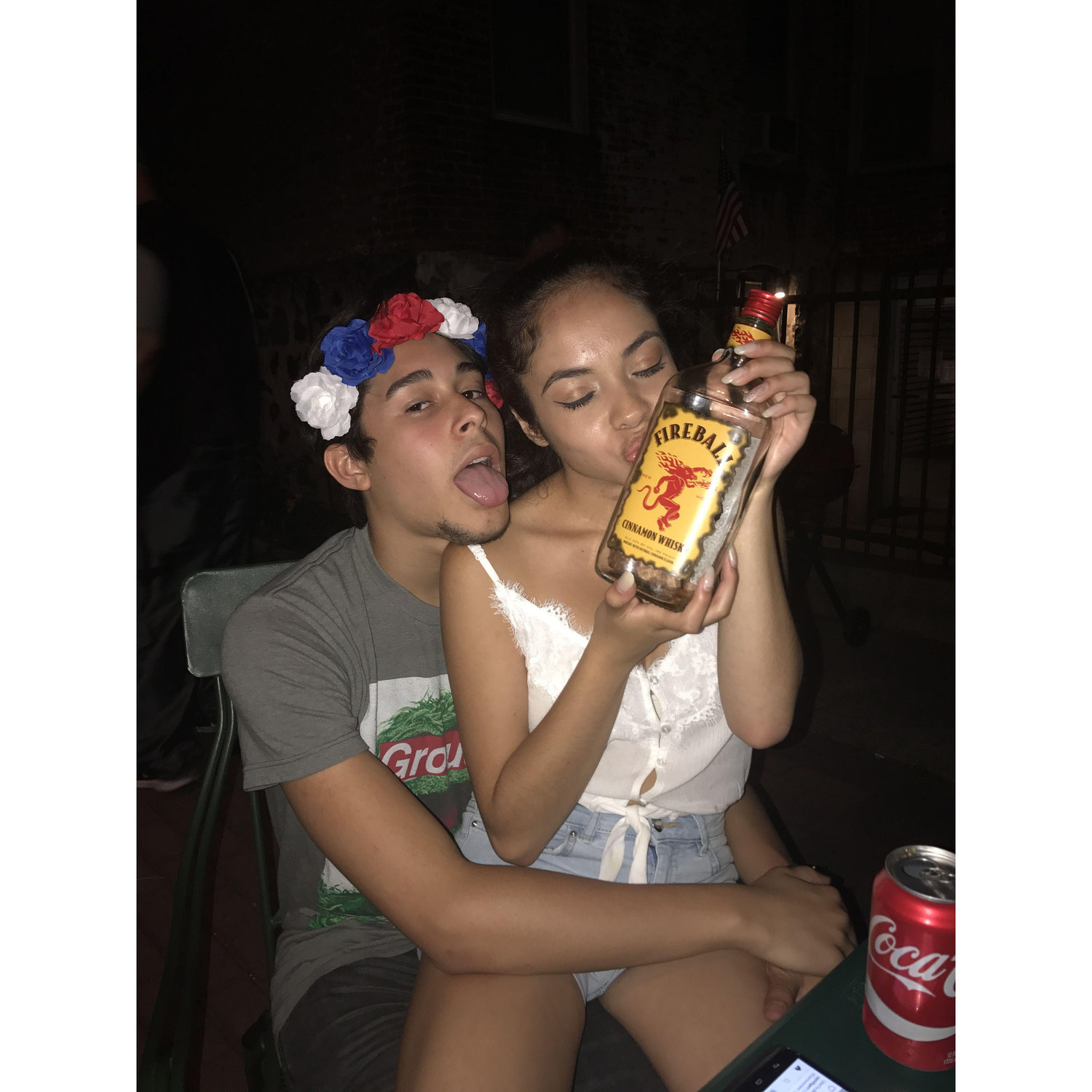 Us pretending we drank the bottle.