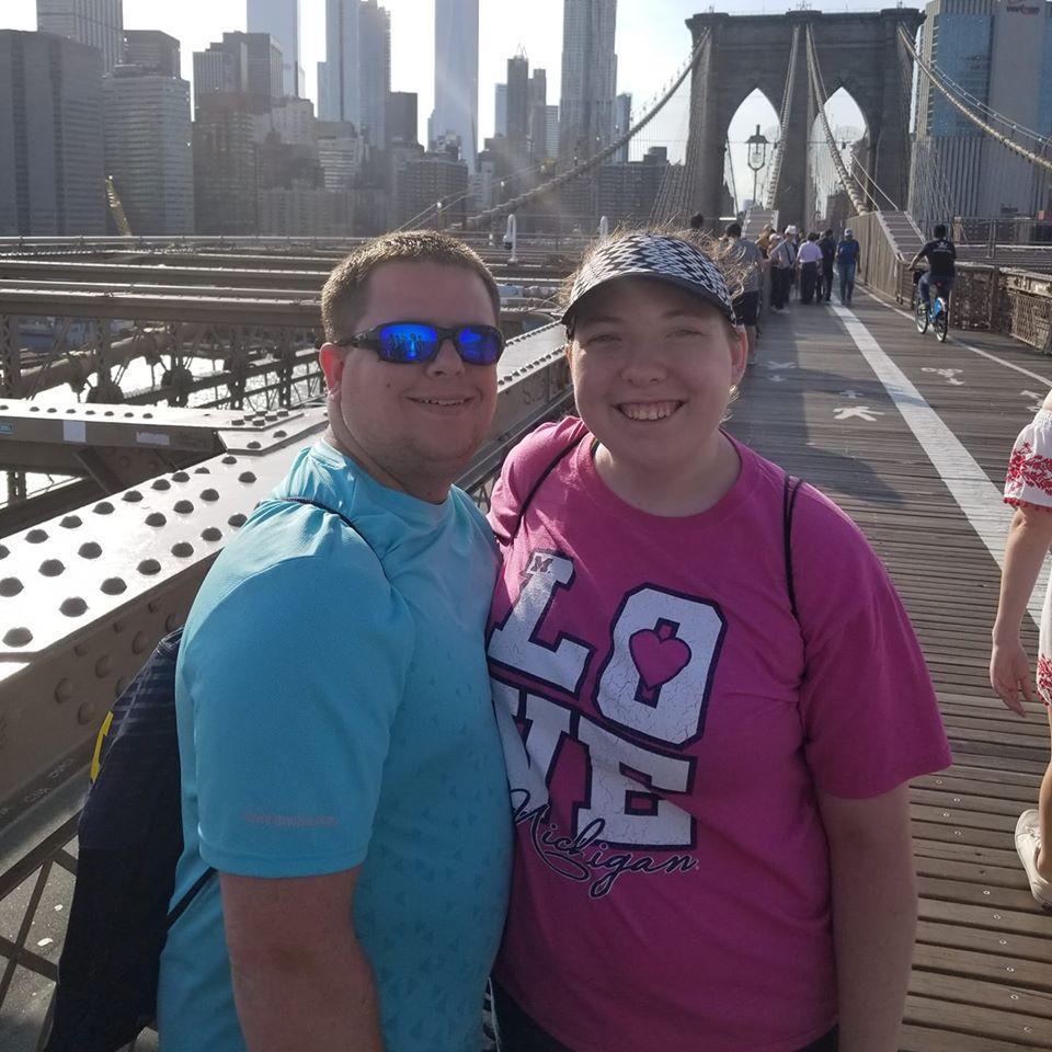 On the Brooklyn Bridge in NY