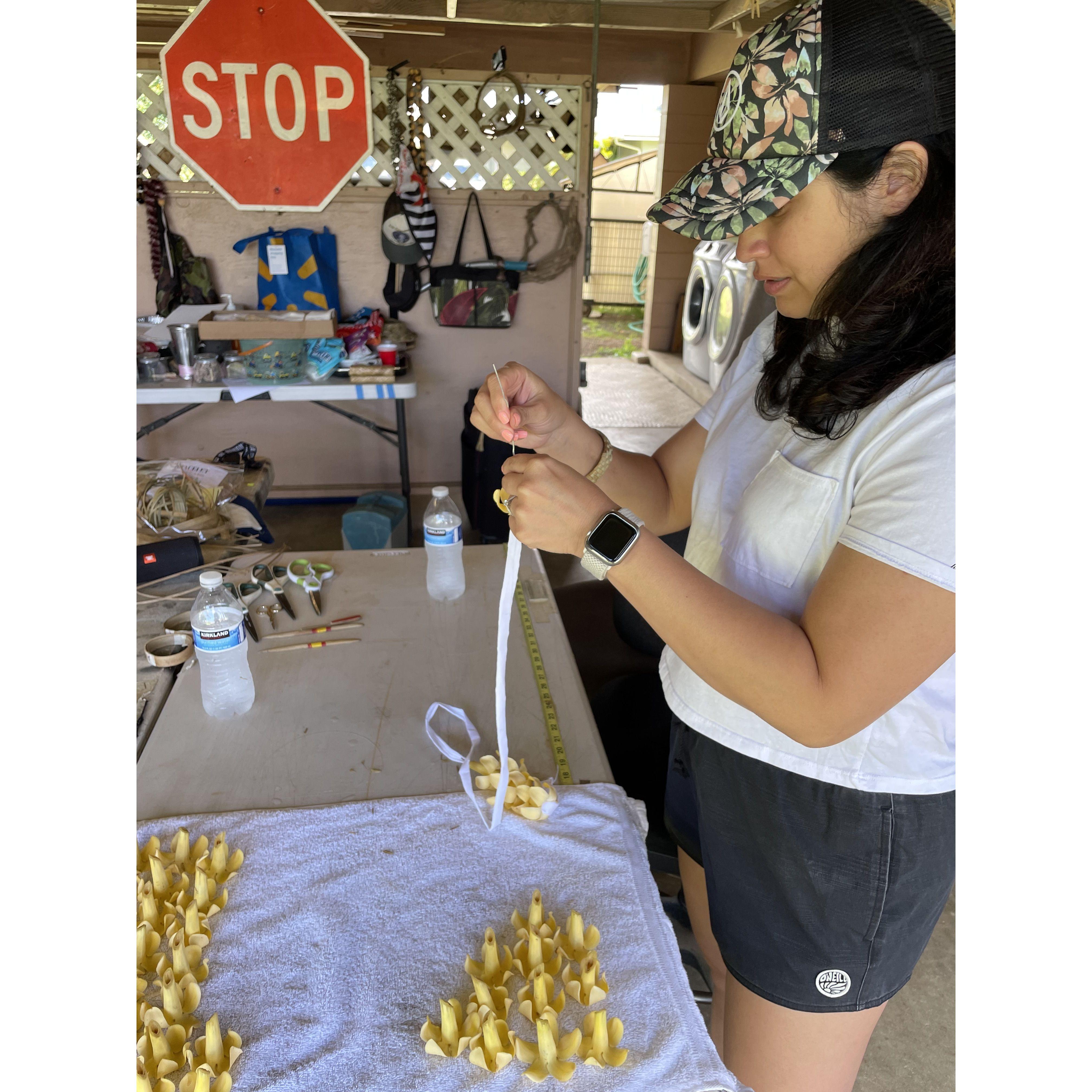 Making an amazing lei