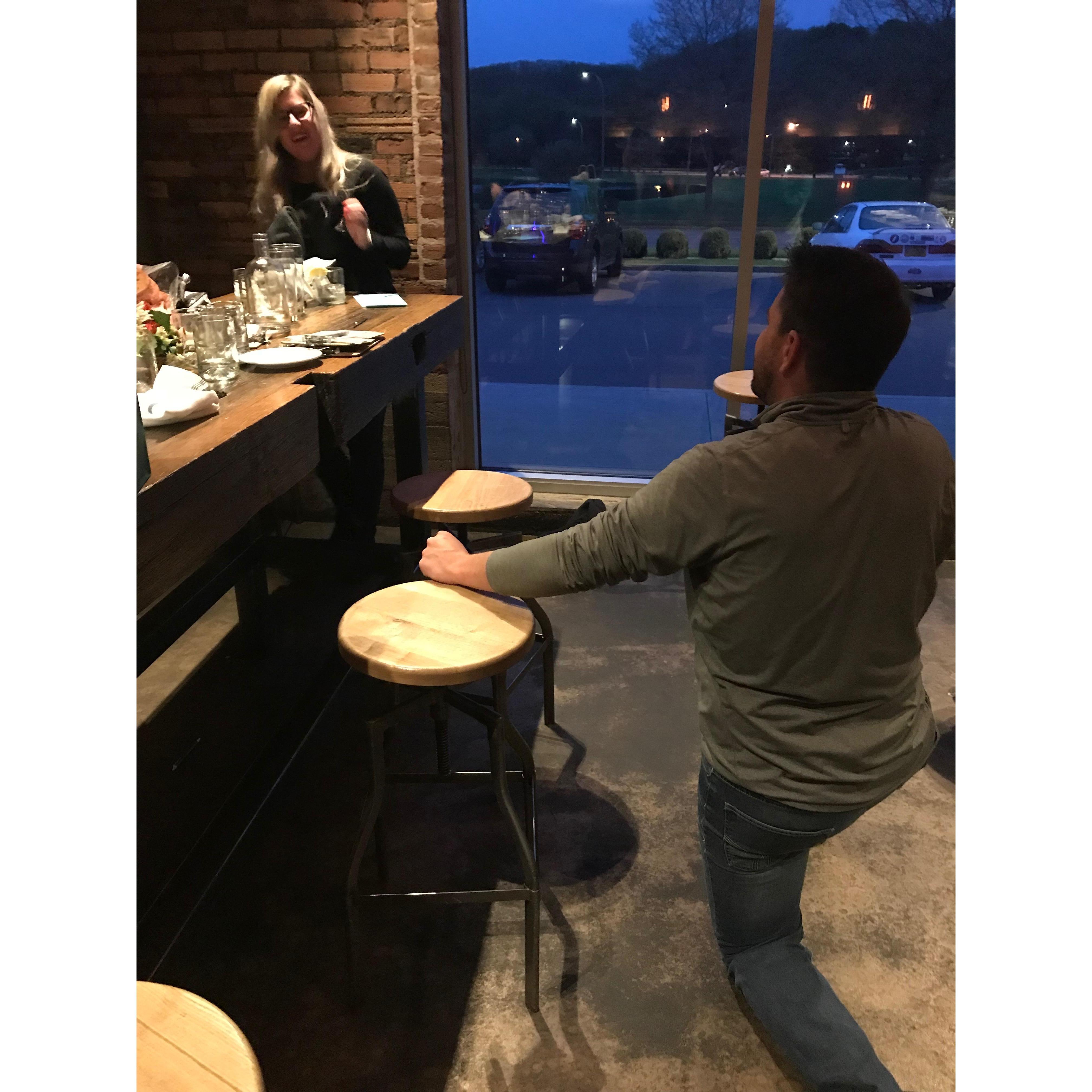 The moment I turned around and he was on one knee!