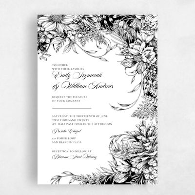 White Wedding Invitation - Poconos Bloom